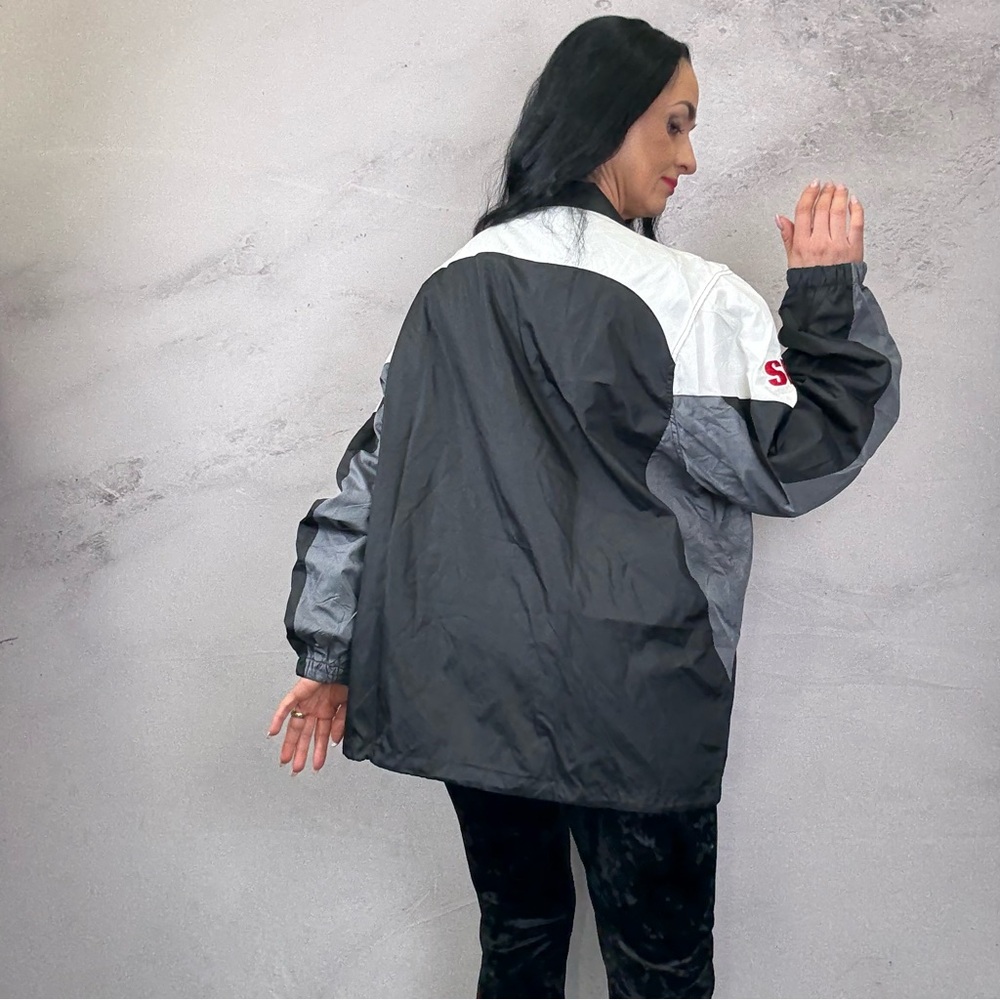 Reebok Black and Gray Varsity Jacket with Athletic Silhouette - Picture 3 of 6